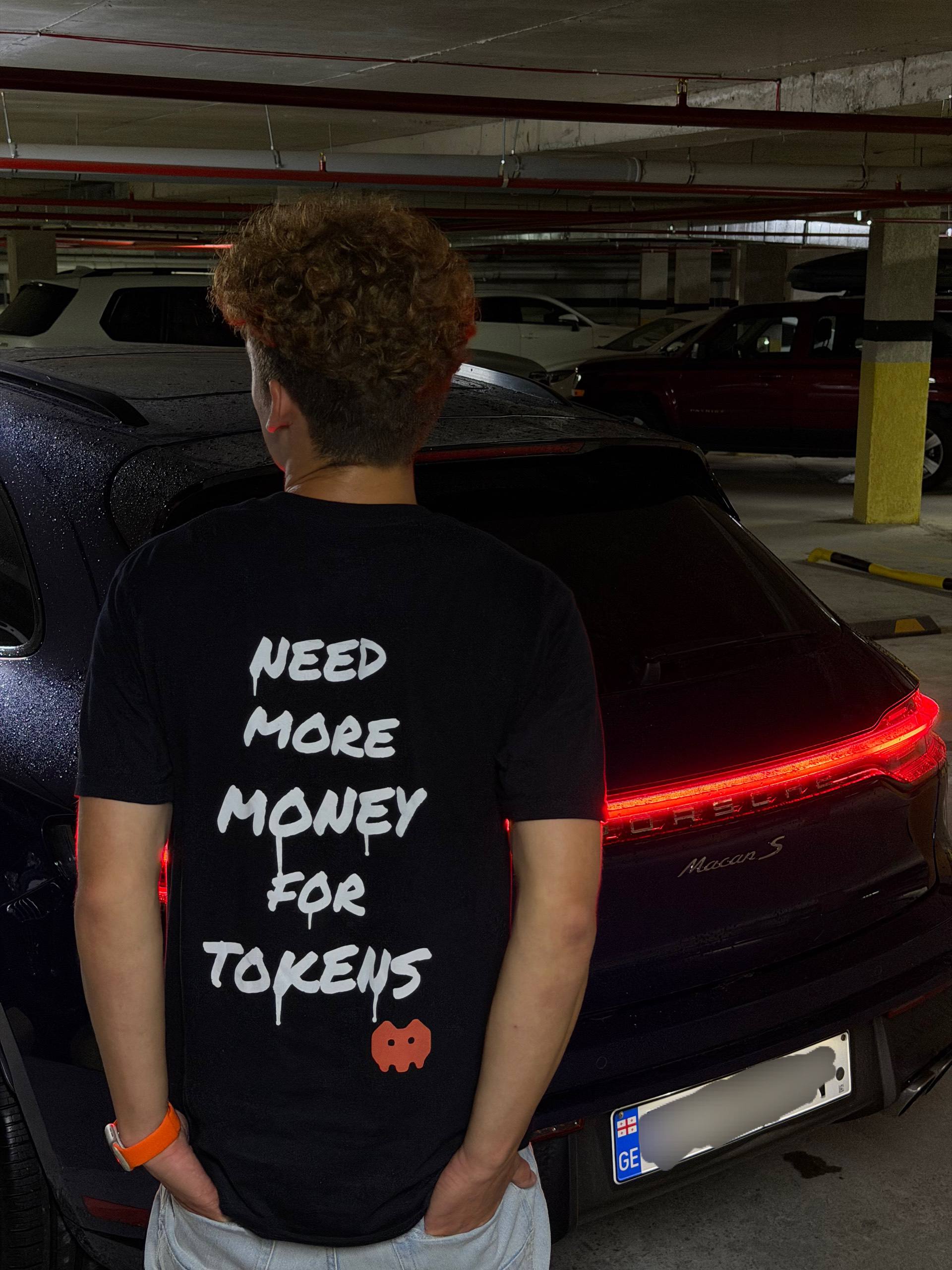 MWB tee back print, worn against a Porsche Macan S